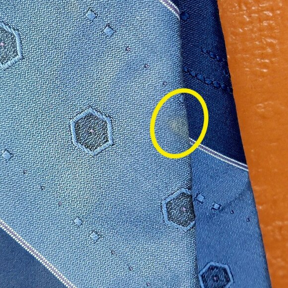 Vintage 70s Blue Silk Neck Tie Men Accessories Geometric Embroidered Formal Work - Picture 5 of 16